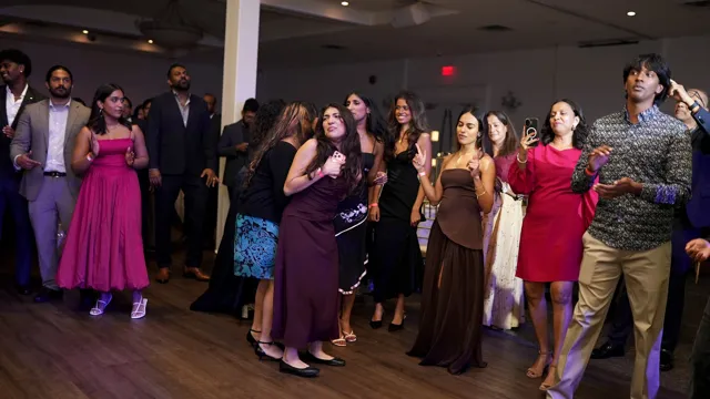 Friends celebrating together on the dance floor