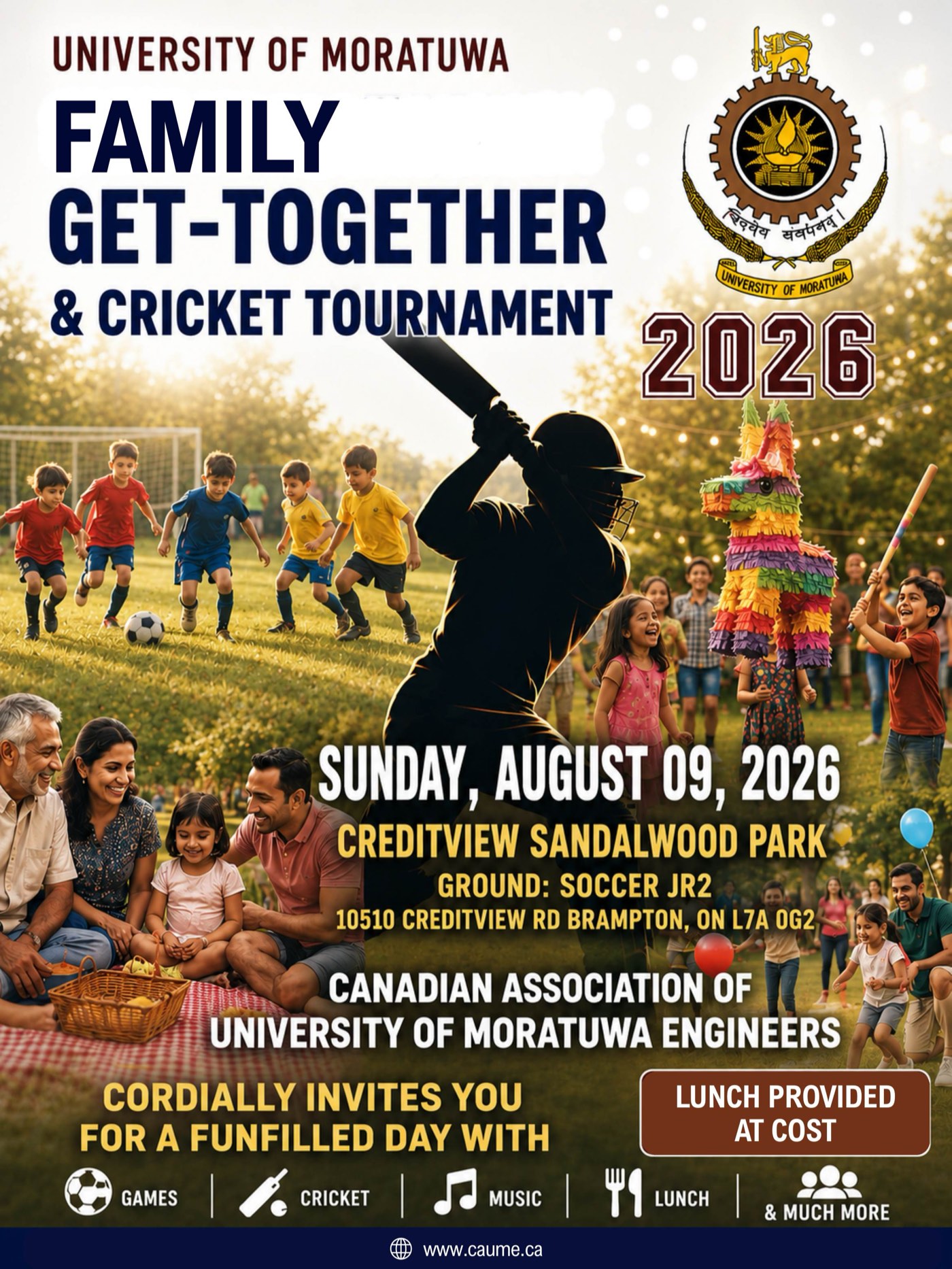 University of Moratuwa Family Get-Together & Cricket Tournament 2026 poster